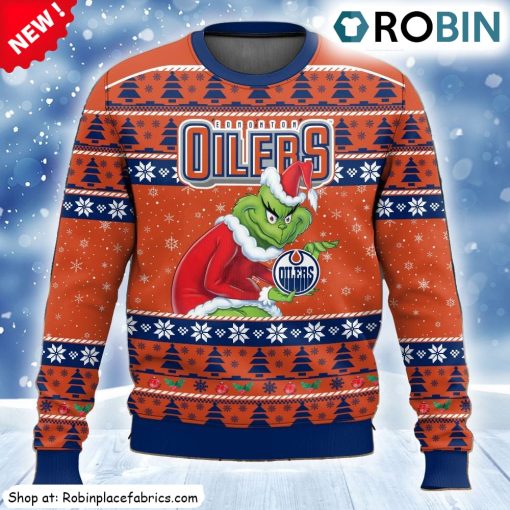 Nhl Edmonton Oilers Grinch Ugly Christmas Sweatshirt, Sweater
