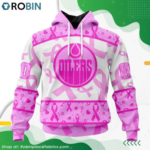 NHL Edmonton Oilers Pink Breast Cancer Awareness Hoodie