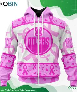NHL Edmonton Oilers Pink Breast Cancer Awareness Hoodie