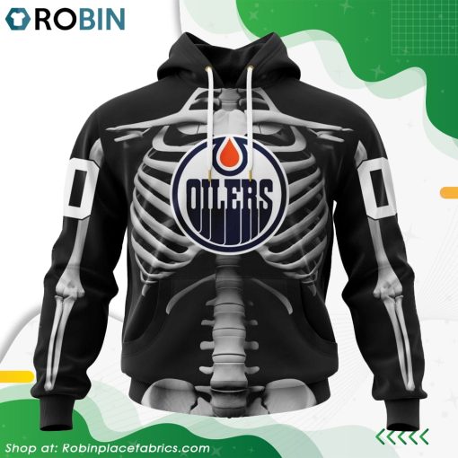 NHL Edmonton Oilers Skeleton Costume For Halloween Hoodie