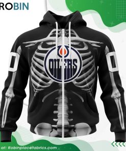 NHL Edmonton Oilers Skeleton Costume For Halloween Hoodie