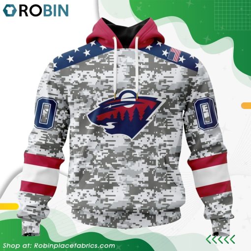 NHL Minnesota Wild Camo Design For Veterans Day Hoodie