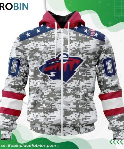 NHL Minnesota Wild Camo Design For Veterans Day Hoodie