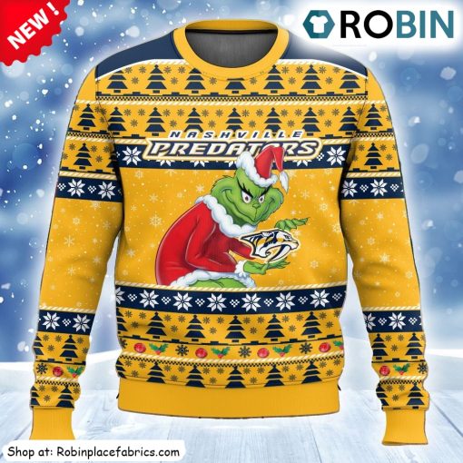 Nhl Nashville Predators Grinch Ugly Christmas Sweatshirt, Sweater
