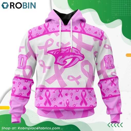NHL Nashville Predators Pink Breast Cancer Awareness Hoodie