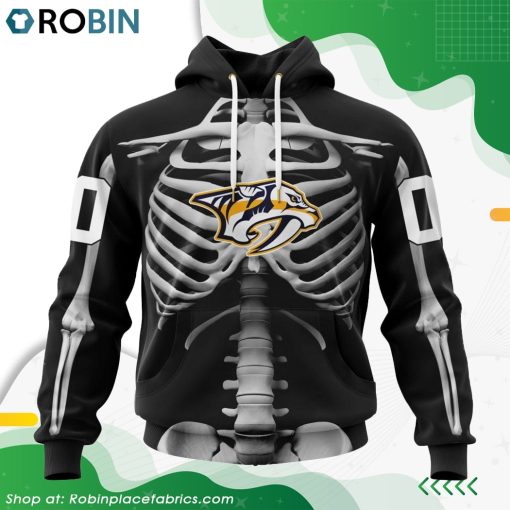 NHL Nashville Predators Skeleton Costume For Halloween Hoodie
