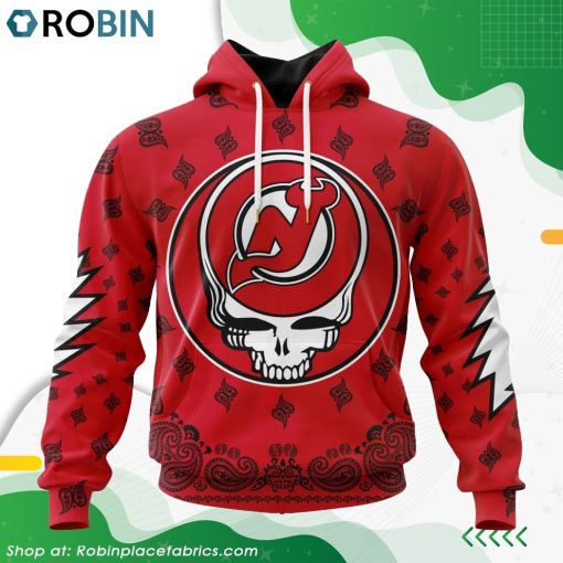 NHL New Jersey Devils Grateful Dead Design Hoodie