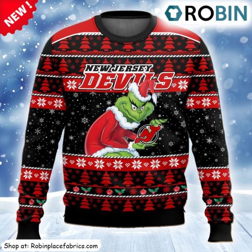 Nhl New Jersey Devils Grinch Ugly Christmas Sweatshirt, Sweater