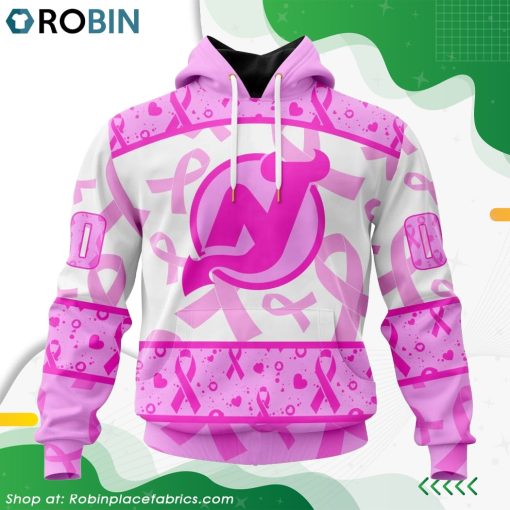 NHL New Jersey Devils Pink Breast Cancer Awareness Hoodie
