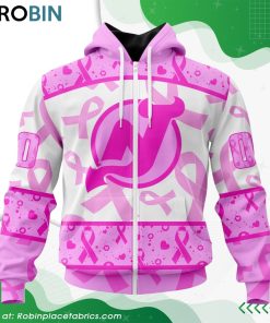 NHL New Jersey Devils Pink Breast Cancer Awareness Hoodie