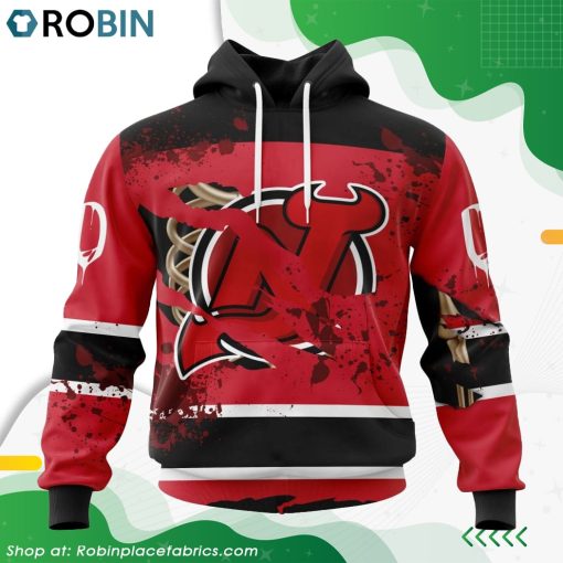NHL New Jersey Devils Specialized Design Jersey With Your Ribs For Halloween Hoodie
