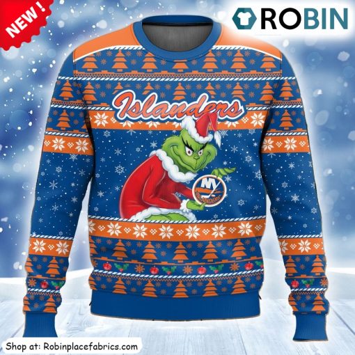Nhl New York Islanders Grinch Ugly Christmas Sweatshirt, Sweater