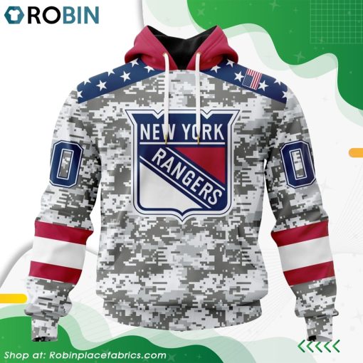 NHL New York Rangers Camo Design For Veterans Day Hoodie