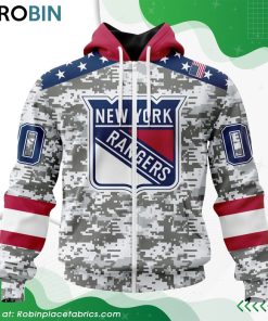 NHL New York Rangers Camo Design For Veterans Day Hoodie