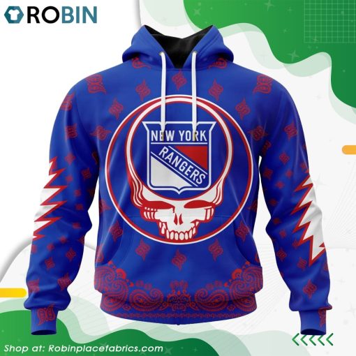 NHL New York Rangers Grateful Dead Design Hoodie