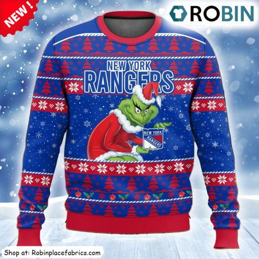 Nhl New York Rangers Grinch Ugly Christmas Sweatshirt, Sweater