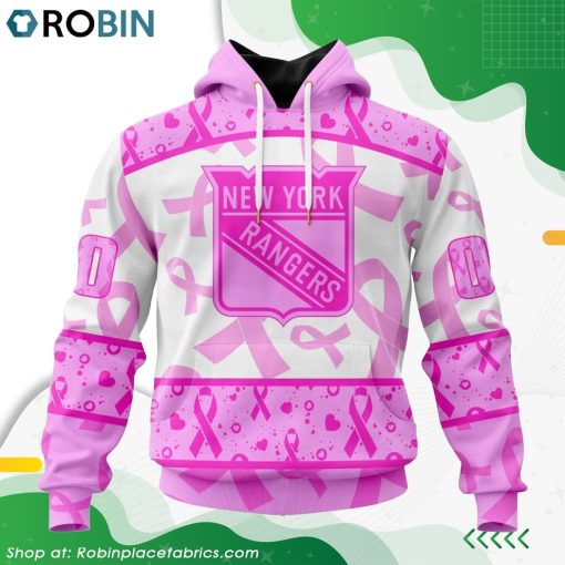 NHL New York Rangers Pink Breast Cancer Awareness Hoodie