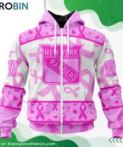 NHL New York Rangers Pink Breast Cancer Awareness Hoodie