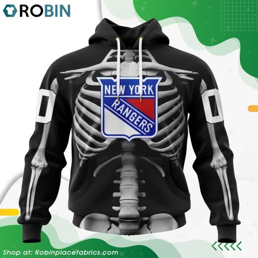 NHL New York Rangers Skeleton Costume For Halloween Hoodie