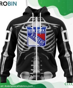 NHL New York Rangers Skeleton Costume For Halloween Hoodie