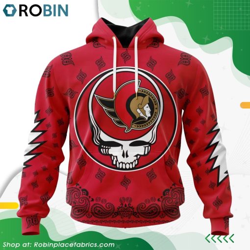 NHL Ottawa Senators Grateful Dead Design Hoodie