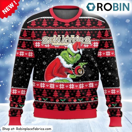 Nhl Ottawa Senators Grinch Ugly Christmas Sweatshirt, Sweater