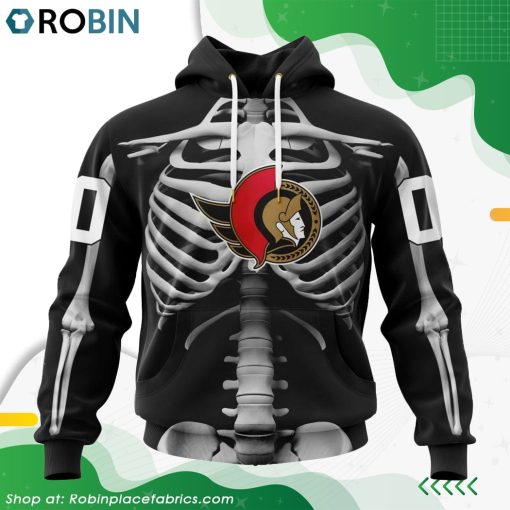 NHL Ottawa Senators Skeleton Costume For Halloween Hoodie
