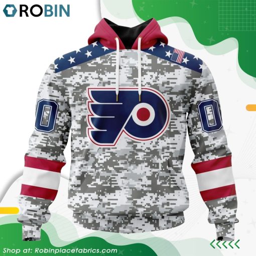 NHL Philadelphia Flyers Camo Design For Veterans Day Hoodie