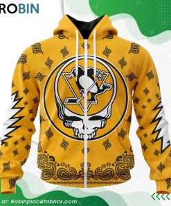 NHL Pittsburgh Penguins Grateful Dead Design Hoodie