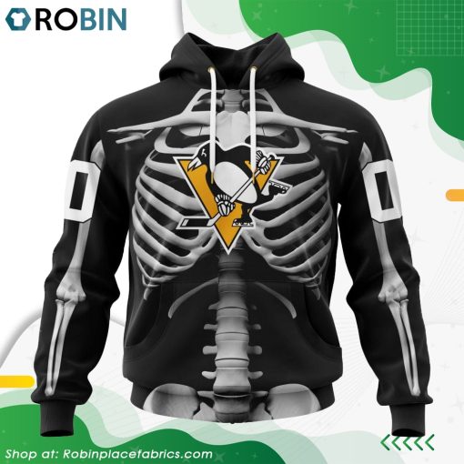 NHL Pittsburgh Penguins Skeleton Costume For Halloween Hoodie