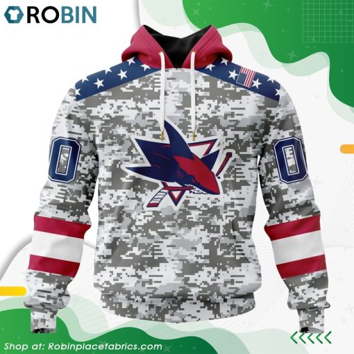 NHL San Jose Sharks Camo Design For Veterans Day Hoodie