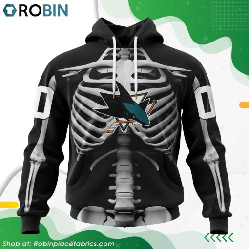NHL San Jose Sharks Skeleton Costume For Halloween Hoodie
