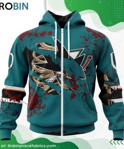 NHL San Jose Sharks Specialized Design Jersey With Your Ribs For Halloween Hoodie