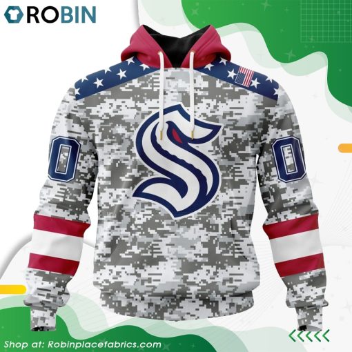 NHL Seattle Kraken Camo Design For Veterans Day Hoodie