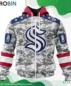 NHL Seattle Kraken Camo Design For Veterans Day Hoodie