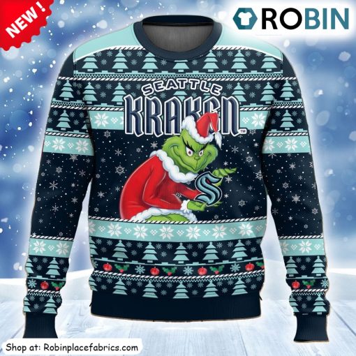 Nhl Seattle Kraken Grinch Ugly Christmas Sweatshirt, Sweater