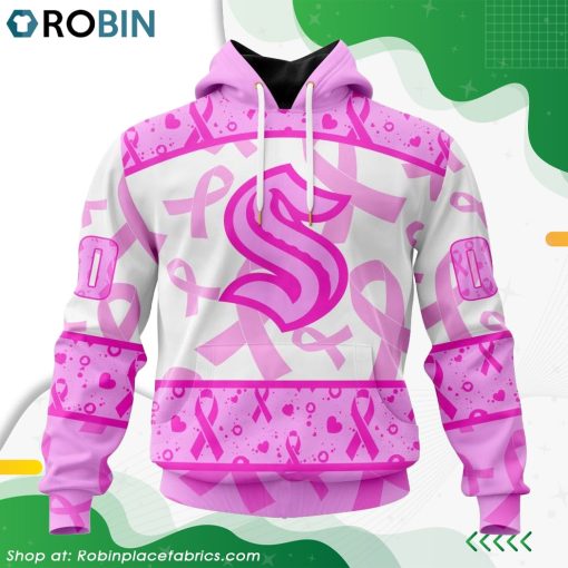 NHL Seattle Kraken Pink Breast Cancer Awareness Hoodie