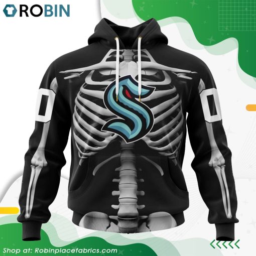 NHL Seattle Kraken Skeleton Costume For Halloween Hoodie