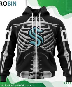 NHL Seattle Kraken Skeleton Costume For Halloween Hoodie NHL Seattle Kraken Skeleton Costume For Halloween Hoodie