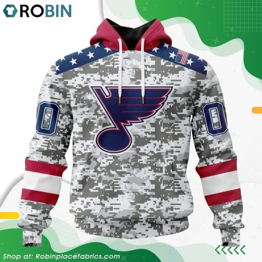 NHL St. Louis Blues Camo Design For Veterans Day Hoodie
