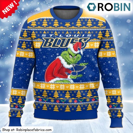 Nhl St Louis Blues Grinch Ugly Christmas Sweatshirt, Sweater