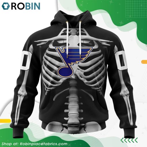 NHL St. Louis Blues Skeleton Costume For Halloween Hoodie