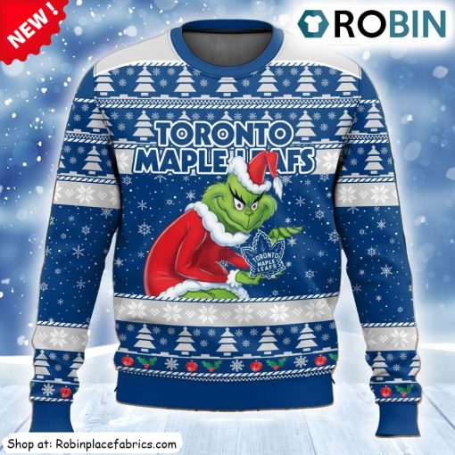 Nhl Toronto Maple Leafs Grinch Ugly Christmas Sweatshirt, Sweater