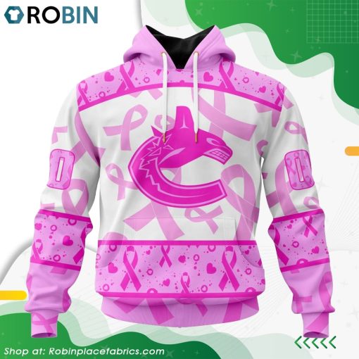 NHL Vancouver Canucks Pink Breast Cancer Awareness Hoodie