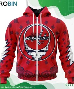 NHL Washington Capitals Grateful Dead Design Hoodie NHL Washington Capitals Grateful Dead Design Hoodie