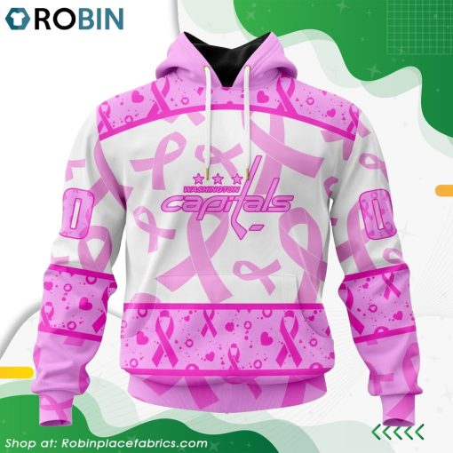 NHL Washington Capitals Pink Breast Cancer Awareness Hoodie