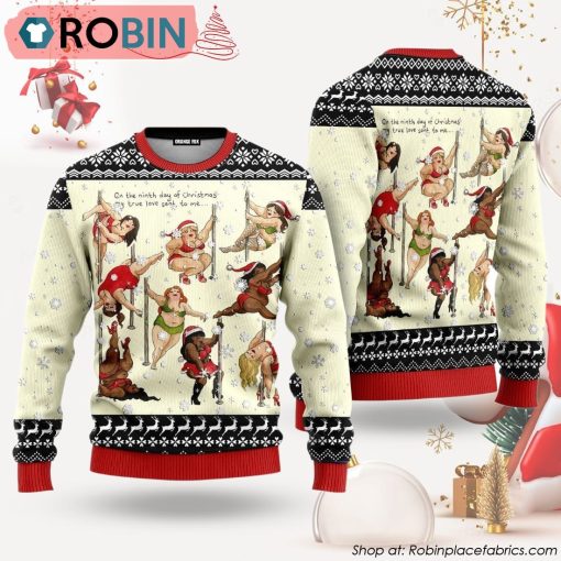 Nine Ladies Dancing Sexy Christmas Ugly Christmas Sweater