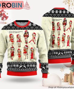 Nine Sweet Santa Ladies Dancing Christmas Ugly Christmas Sweater