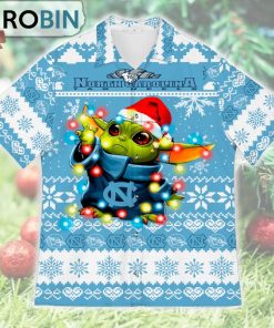 North Carolina Tar Heels Baby Yoda Star Wars Ugly Christmas Design Short Sleeve Shirt