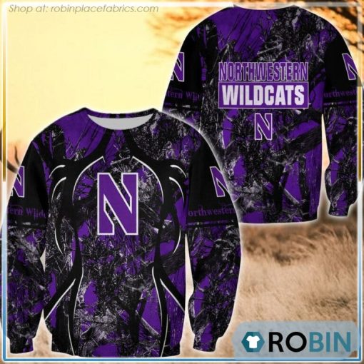Northwestern Wildcats Hunting Pattern All Over Print Sweatshirt
